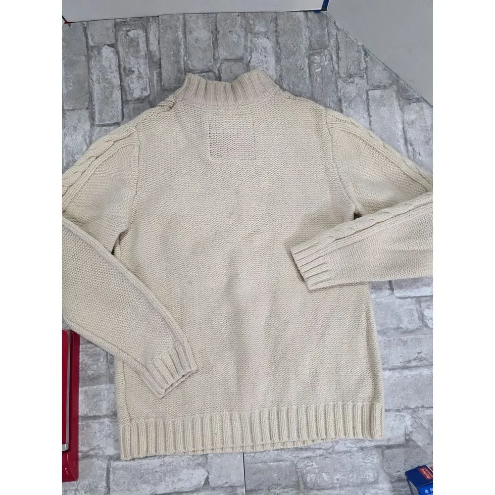 Wool Blend Cable Knit Off‎ White 14/16 Osh Kosh Knit Sweater 1/4 Button